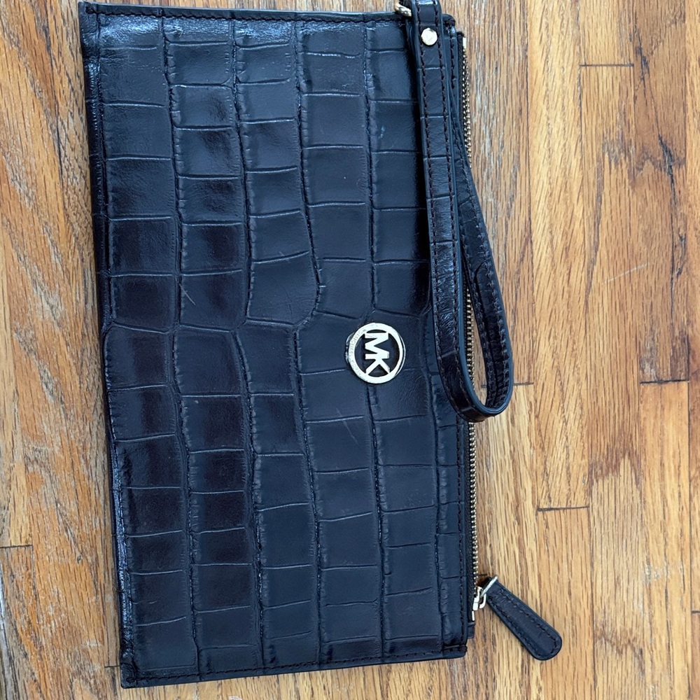 Michael Kors Black Croc-Embossed Men's Clutch